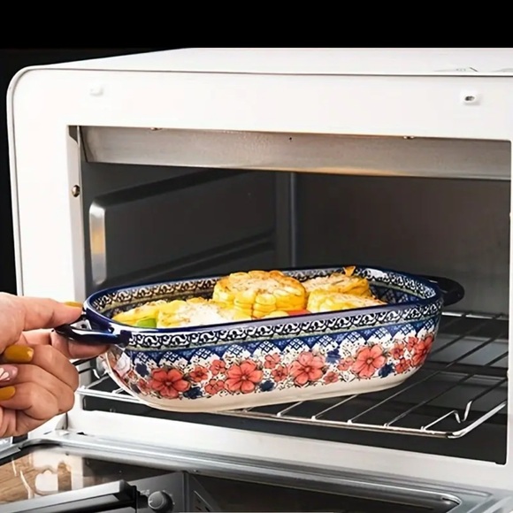 Polish Floral Enamel Baking Dish with Handles - Picture 5 of 5